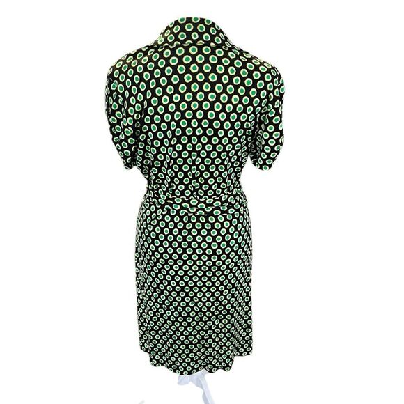 Diane Von Furstenburg Jilda Two Green Silk Retro Short Sleeve Wrap Dress 14 - Picture 7 of 12